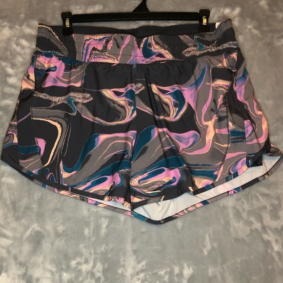 AVIA Athletic Shorts with Inside Fitted Shorts Gray/Pink/Teal Size XXXL - Picture 1 of 10